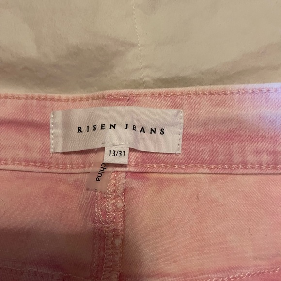 Risen Button Down Straight Leg Distressed Jeans - Picture 5 of 6